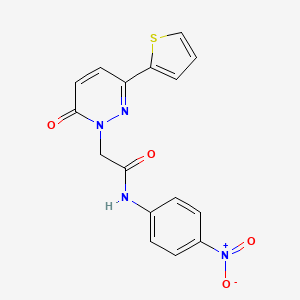 molecular formula C16H12N4O4S B2897736 N-(4-nitrophenyl)-2-[6-oxo-3-(thiophen-2-yl)-1,6-dihydropyridazin-1-yl]acetamide CAS No. 942007-31-0
