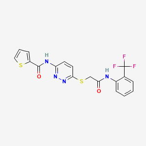 N-(6-((2-oxo-2-((2-(trifluoromethyl)phenyl)amino)ethyl)thio)pyridazin-3-yl)thiophene-2-carboxamide
