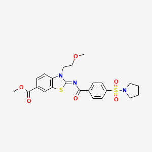 Methyl 3-(2-methoxyethyl)-2-(4-pyrrolidin-1-ylsulfonylbenzoyl)imino-1,3-benzothiazole-6-carboxylate