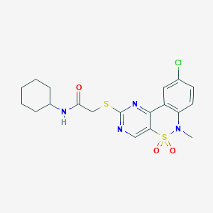 2-((9-chloro-6-methyl-5,5-dioxido-6H-benzo[c]pyrimido[4,5-e][1,2]thiazin-2-yl)thio)-N-cyclohexylacetamide