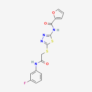 molecular formula C15H11FN4O3S2 B2897769 N-[5-({[(3-fluorophenyl)carbamoyl]methyl}sulfanyl)-1,3,4-thiadiazol-2-yl]furan-2-carboxamide CAS No. 893350-40-8