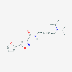molecular formula C18H23N3O3 B2897786 N-(4-(diisopropylamino)but-2-yn-1-yl)-5-(furan-2-yl)isoxazole-3-carboxamide CAS No. 1396800-87-5