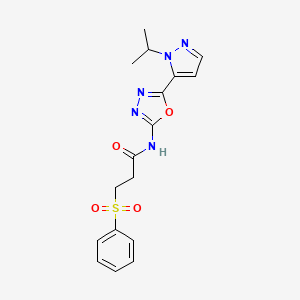 N-(5-(1-isopropyl-1H-pyrazol-5-yl)-1,3,4-oxadiazol-2-yl)-3-(phenylsulfonyl)propanamide