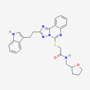 2-({2-[2-(1H-indol-3-yl)ethyl]-[1,2,4]triazolo[1,5-c]quinazolin-5-yl}sulfanyl)-N-[(oxolan-2-yl)methyl]acetamide