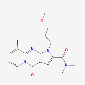 molecular formula C18H22N4O3 B2897801 1-(3-methoxypropyl)-N,N,9-trimethyl-4-oxo-1,4-dihydropyrido[1,2-a]pyrrolo[2,3-d]pyrimidine-2-carboxamide CAS No. 900899-24-3