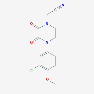 molecular formula C13H10ClN3O3 B2897815 2-[4-(3-Chloro-4-methoxyphenyl)-2,3-dioxopyrazin-1-yl]acetonitrile CAS No. 898419-40-4