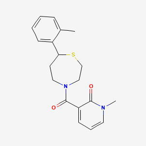 molecular formula C19H22N2O2S B2897829 1-methyl-3-(7-(o-tolyl)-1,4-thiazepane-4-carbonyl)pyridin-2(1H)-one CAS No. 1787882-52-3