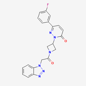 molecular formula C21H17FN6O2 B2897834 2-[1-[2-(Benzotriazol-1-yl)acetyl]azetidin-3-yl]-6-(3-fluorophenyl)pyridazin-3-one CAS No. 2380177-42-2
