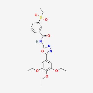 molecular formula C23H27N3O7S B2897835 3-(ethylsulfonyl)-N-(5-(3,4,5-triethoxyphenyl)-1,3,4-oxadiazol-2-yl)benzamide CAS No. 886918-15-6