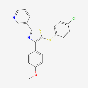 molecular formula C21H15ClN2OS2 B2897836 3-[5-[(4-Chlorophenyl)sulfanyl]-4-(4-methoxyphenyl)-1,3-thiazol-2-yl]pyridine CAS No. 685107-02-2