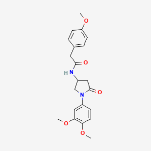 N-(1-(3,4-dimethoxyphenyl)-5-oxopyrrolidin-3-yl)-2-(4-methoxyphenyl)acetamide