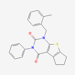 molecular formula C23H20N2O2S B2897841 1-(2-methylbenzyl)-3-phenyl-6,7-dihydro-1H-cyclopenta[4,5]thieno[2,3-d]pyrimidine-2,4(3H,5H)-dione CAS No. 866015-88-5