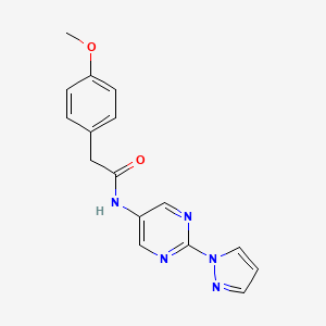 molecular formula C16H15N5O2 B2897875 N-(2-(1H-pyrazol-1-yl)pyrimidin-5-yl)-2-(4-methoxyphenyl)acetamide CAS No. 1421458-13-0
