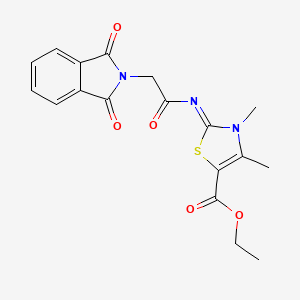 molecular formula C18H17N3O5S B2897876 ethyl (2Z)-2-{[2-(1,3-dioxo-2,3-dihydro-1H-isoindol-2-yl)acetyl]imino}-3,4-dimethyl-2,3-dihydro-1,3-thiazole-5-carboxylate CAS No. 393838-96-5