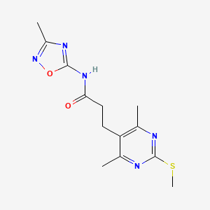 molecular formula C13H17N5O2S B2897878 3-[4,6-dimethyl-2-(methylsulfanyl)pyrimidin-5-yl]-N-(3-methyl-1,2,4-oxadiazol-5-yl)propanamide CAS No. 1223475-58-8