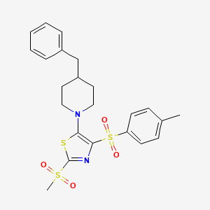 molecular formula C23H26N2O4S3 B2897886 5-(4-Benzylpiperidin-1-yl)-2-(methylsulfonyl)-4-tosylthiazole CAS No. 896678-05-0