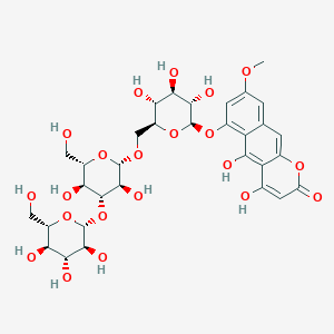 molecular formula C32H40O21 B2897888 6-[(2R,3S,4R,5R,6S)-6-[[(2S,3S,4R,5S,6S)-3,5-Dihydroxy-6-(hydroxymethyl)-4-[(2R,3S,4R,5R,6S)-3,4,5-trihydroxy-6-(hydroxymethyl)oxan-2-yl]oxyoxan-2-yl]oxymethyl]-3,4,5-trihydroxyoxan-2-yl]oxy-4,5-dihydroxy-8-methoxybenzo[g]chromen-2-one CAS No. 245724-07-6