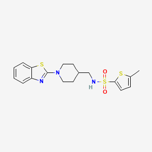 molecular formula C18H21N3O2S3 B2897893 N-((1-(benzo[d]thiazol-2-yl)piperidin-4-yl)methyl)-5-methylthiophene-2-sulfonamide CAS No. 1797563-44-0