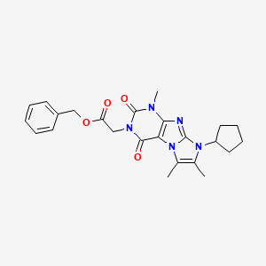 molecular formula C24H27N5O4 B2897897 benzyl 2-{8-cyclopentyl-1,6,7-trimethyl-2,4-dioxo-1H,2H,3H,4H,8H-imidazo[1,2-g]purin-3-yl}acetate CAS No. 887672-28-8