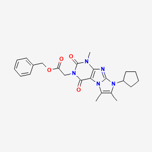 molecular formula C24H27N5O4 B2897897 Benzyl 2-(6-cyclopentyl-4,7,8-trimethyl-1,3-dioxopurino[7,8-a]imidazol-2-yl)acetate CAS No. 887672-28-8