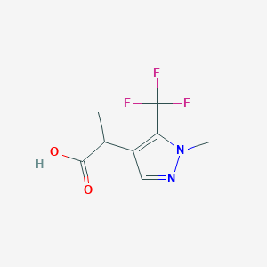 molecular formula C8H9F3N2O2 B2897904 2-[1-Methyl-5-(trifluoromethyl)pyrazol-4-yl]propanoic acid CAS No. 1542128-92-6