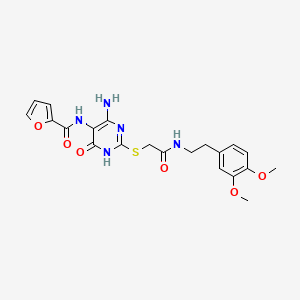 molecular formula C21H23N5O6S B2897907 N-(4-amino-2-((2-((3,4-dimethoxyphenethyl)amino)-2-oxoethyl)thio)-6-oxo-1,6-dihydropyrimidin-5-yl)furan-2-carboxamide CAS No. 868226-47-5