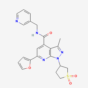 molecular formula C22H21N5O4S B2897915 1-(1,1-dioxidotetrahydrothiophen-3-yl)-6-(furan-2-yl)-3-methyl-N-(pyridin-3-ylmethyl)-1H-pyrazolo[3,4-b]pyridine-4-carboxamide CAS No. 1021215-64-4