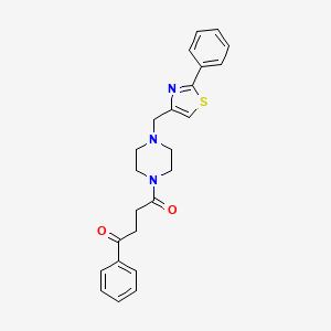 molecular formula C24H25N3O2S B2897917 1-Phenyl-4-(4-((2-phenylthiazol-4-yl)methyl)piperazin-1-yl)butane-1,4-dione CAS No. 1170590-52-9