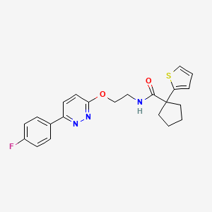 molecular formula C22H22FN3O2S B2897923 N-(2-((6-(4-fluorophenyl)pyridazin-3-yl)oxy)ethyl)-1-(thiophen-2-yl)cyclopentanecarboxamide CAS No. 1207026-76-3