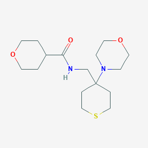 molecular formula C16H28N2O3S B2897944 N-{[4-(morpholin-4-yl)thian-4-yl]methyl}oxane-4-carboxamide CAS No. 2380169-38-8