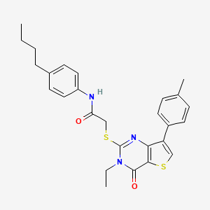 molecular formula C27H29N3O2S2 B2897946 N-(4-butylphenyl)-2-{[3-ethyl-7-(4-methylphenyl)-4-oxo-3H,4H-thieno[3,2-d]pyrimidin-2-yl]sulfanyl}acetamide CAS No. 1223820-36-7
