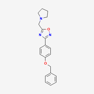 molecular formula C20H21N3O2 B2897959 3-(4-(Benzyloxy)phenyl)-5-(pyrrolidin-1-ylmethyl)-1,2,4-oxadiazole CAS No. 1252823-15-6