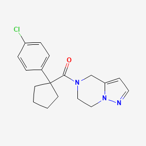 molecular formula C18H20ClN3O B2897966 (1-(4-chlorophenyl)cyclopentyl)(6,7-dihydropyrazolo[1,5-a]pyrazin-5(4H)-yl)methanone CAS No. 2034264-50-9