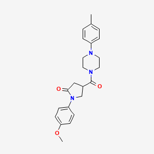 molecular formula C23H27N3O3 B2897975 1-(4-Methoxyphenyl)-4-[4-(4-methylphenyl)piperazine-1-carbonyl]pyrrolidin-2-one CAS No. 1252905-48-8