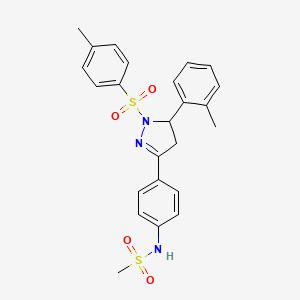 molecular formula C24H25N3O4S2 B2897978 N-{4-[1-(4-methylbenzenesulfonyl)-5-(2-methylphenyl)-4,5-dihydro-1H-pyrazol-3-yl]phenyl}methanesulfonamide CAS No. 851781-20-9