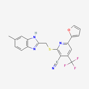 6-(furan-2-yl)-2-{[(5-methyl-1H-1,3-benzodiazol-2-yl)methyl]sulfanyl}-4-(trifluoromethyl)pyridine-3-carbonitrile