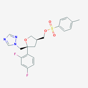 molecular formula C₂₁H₂₁F₂N₃O₄S B028980 (5R-cis)-Toluene-4-sulfonic acid 5-(2,4-difluorophenyl)-5-(1H-1,2,4-triazol-1-yl)methyltetrahydrofuran-3-ylmethyl ester CAS No. 149809-43-8
