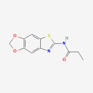 molecular formula C11H10N2O3S B2898005 N-{4,6-dioxa-10-thia-12-azatricyclo[7.3.0.0^{3,7}]dodeca-1(9),2,7,11-tetraen-11-yl}propanamide CAS No. 892846-96-7