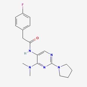 molecular formula C18H22FN5O B2898020 N-[4-(dimethylamino)-2-(pyrrolidin-1-yl)pyrimidin-5-yl]-2-(4-fluorophenyl)acetamide CAS No. 1797224-87-3