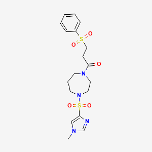 1-(4-((1-methyl-1H-imidazol-4-yl)sulfonyl)-1,4-diazepan-1-yl)-3-(phenylsulfonyl)propan-1-one