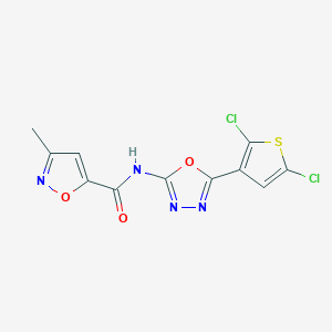 molecular formula C11H6Cl2N4O3S B2898040 N-[5-(2,5-dichlorothiophen-3-yl)-1,3,4-oxadiazol-2-yl]-3-methyl-1,2-oxazole-5-carboxamide CAS No. 1170411-17-2