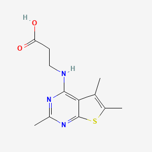 molecular formula C12H15N3O2S B2898044 3-(2,5,6-Trimethyl-thieno[2,3-d]pyrimidin-4-ylamino)-propionic acid CAS No. 876900-00-4
