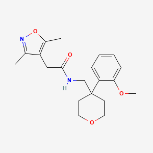 molecular formula C20H26N2O4 B2898046 2-(3,5-dimethylisoxazol-4-yl)-N-((4-(2-methoxyphenyl)tetrahydro-2H-pyran-4-yl)methyl)acetamide CAS No. 1797871-48-7