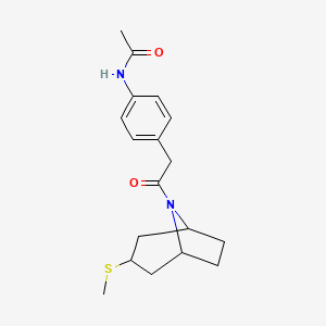 molecular formula C18H24N2O2S B2898051 N-(4-{2-[3-(methylsulfanyl)-8-azabicyclo[3.2.1]octan-8-yl]-2-oxoethyl}phenyl)acetamide CAS No. 1795297-96-9