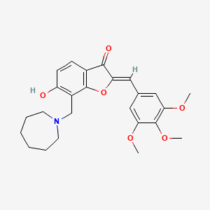 molecular formula C25H29NO6 B2898104 (Z)-7-(azepan-1-ylmethyl)-6-hydroxy-2-(3,4,5-trimethoxybenzylidene)benzofuran-3(2H)-one CAS No. 893350-01-1