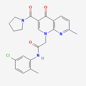 molecular formula C23H23ClN4O3 B2898142 N-(5-chloro-2-methylphenyl)-2-(7-methyl-4-oxo-3-(pyrrolidine-1-carbonyl)-1,8-naphthyridin-1(4H)-yl)acetamide CAS No. 1251594-66-7