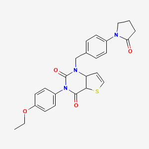 molecular formula C25H23N3O4S B2898162 3-(4-ethoxyphenyl)-1-{[4-(2-oxopyrrolidin-1-yl)phenyl]methyl}-1H,2H,3H,4H-thieno[3,2-d]pyrimidine-2,4-dione CAS No. 1326916-10-2