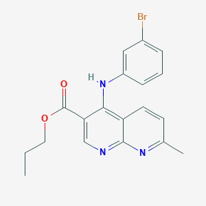 molecular formula C19H18BrN3O2 B2898189 Propyl 4-[(3-bromophenyl)amino]-7-methyl-1,8-naphthyridine-3-carboxylate CAS No. 1115931-66-2