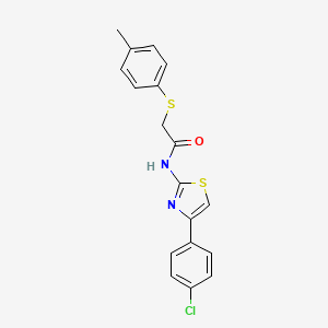 molecular formula C18H15ClN2OS2 B2898196 N-[4-(4-chlorophenyl)-1,3-thiazol-2-yl]-2-[(4-methylphenyl)sulfanyl]acetamide CAS No. 338957-52-1