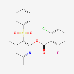 4,6-Dimethyl-3-(phenylsulfonyl)-2-pyridinyl 2-chloro-6-fluorobenzenecarboxylate